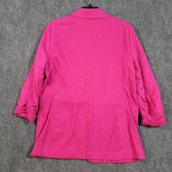 Michael Kors 100% Linen‎ Blazer Women's 16 Radiant Pink One Button Business NWT - Picture 2 of 10